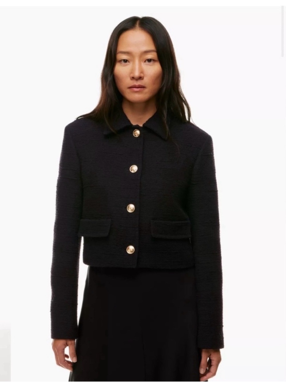 Aritzia Babaton Jacket Frances Cropped Boucle Tweed in Black